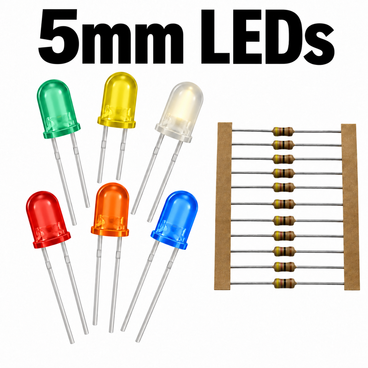 5mm LEDs in multiple colours with one set of resistors