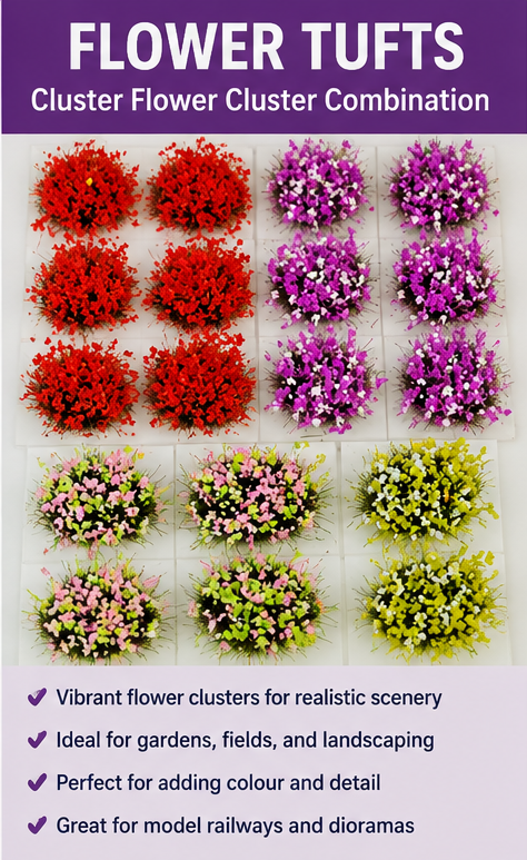 Flower Tufts – Miniature Landscape Scenery Tufts (40 Mixed Colours)
