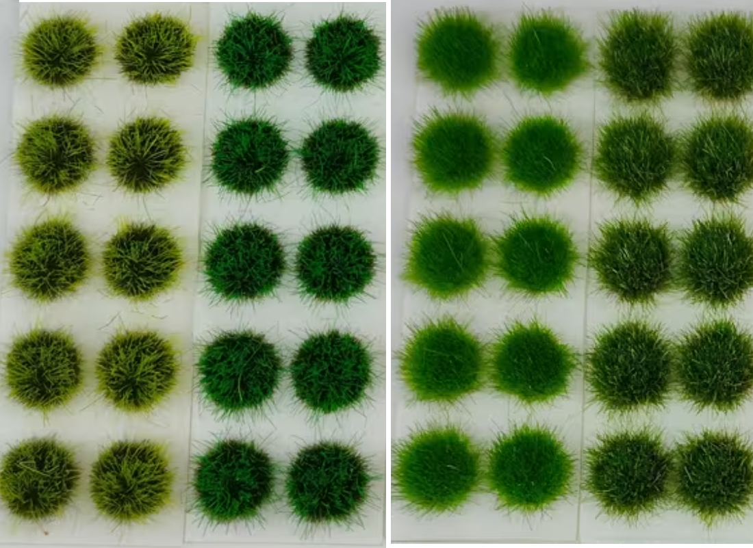 Green Grass Tufts – Miniature Static Grass Landscape Tufts (40 Mixed Shades)