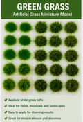Green Grass Tufts – Miniature Static Grass Landscape Tufts (40 Mixed Shades)