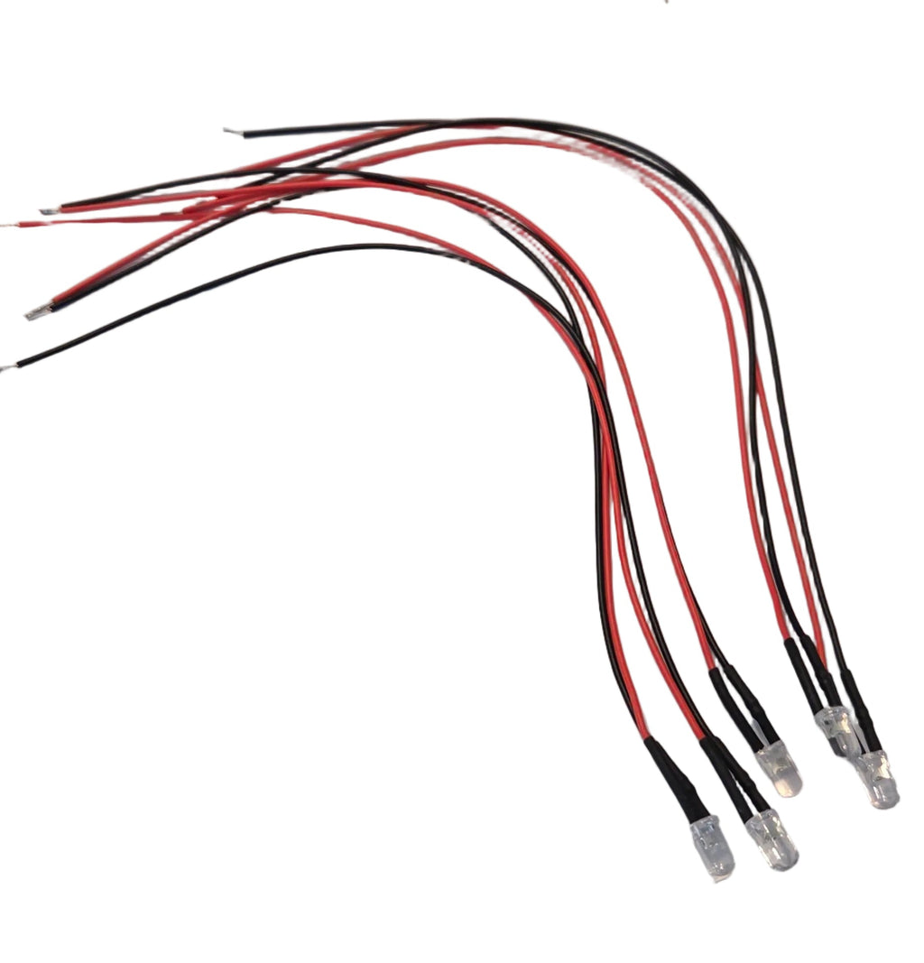 5mm LED Kit wired with Resistors – 12V DC (Pack of 5) Green/Yellow/Red/White/Blue
