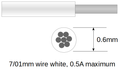 7/01mm white ultra-thin wire for DCC decoders and models - 10m