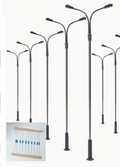 Two-Head Warm White Street/Industrial Lights Pack 5 with 12V DC Resistors (HO Scale)