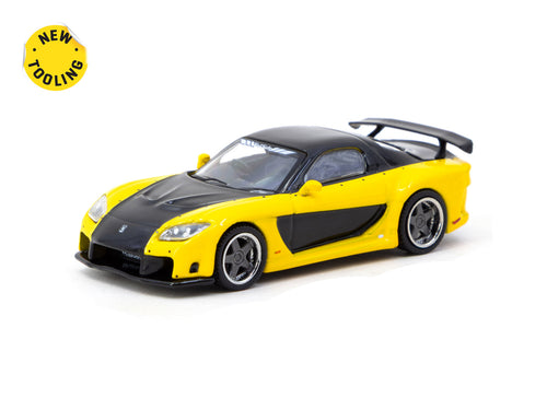 1:64 Mazda RX-7 VeilSide Fortune7 Yellow/Black – Tarmac Works GLOBAL64