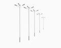 Four-Head Warm White Street Lights Pack 10 with 12V DC Resistors (HO Scale)