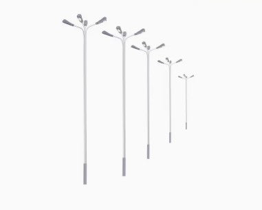 Four-Head Warm White Street Lights Pack 10 with 12V DC Resistors (HO Scale)