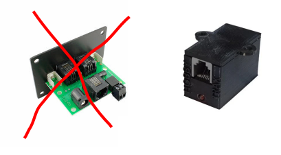 Original NCE PCP board crossed out beside HobbyTrax replacement