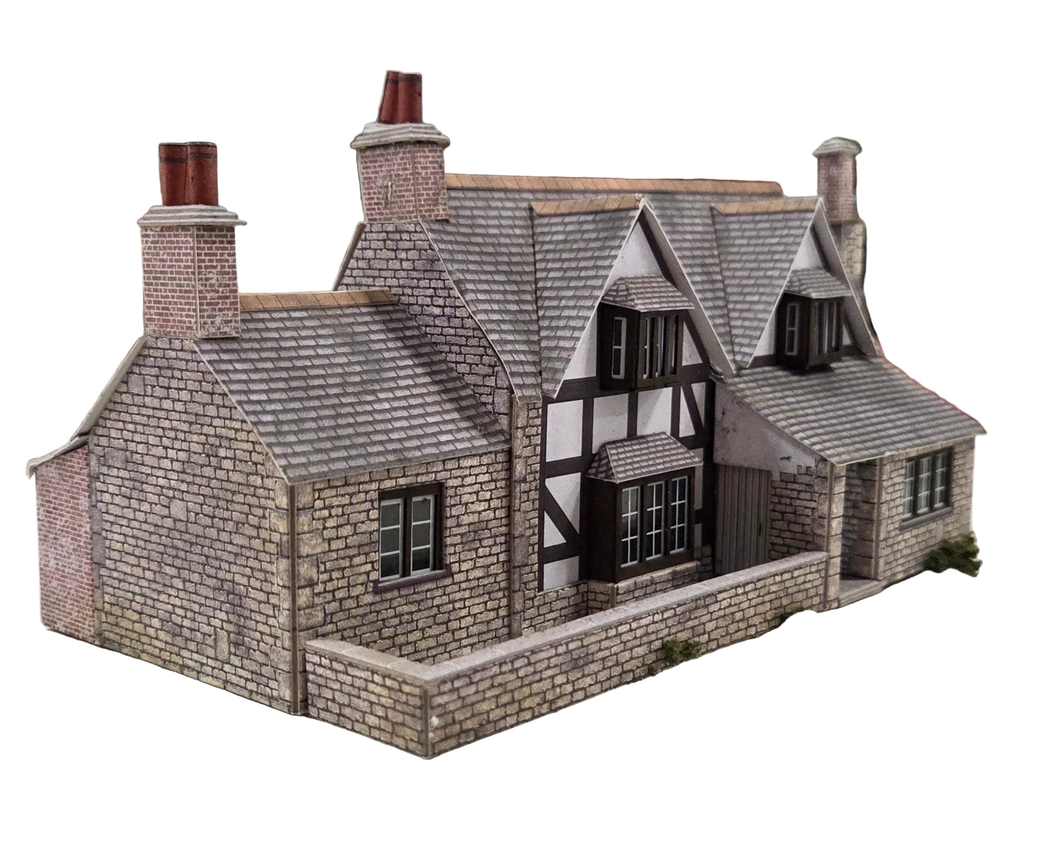 OO/HO Scale Tudor Manor House – Pre-Built Card Scenic Building – PreLoved