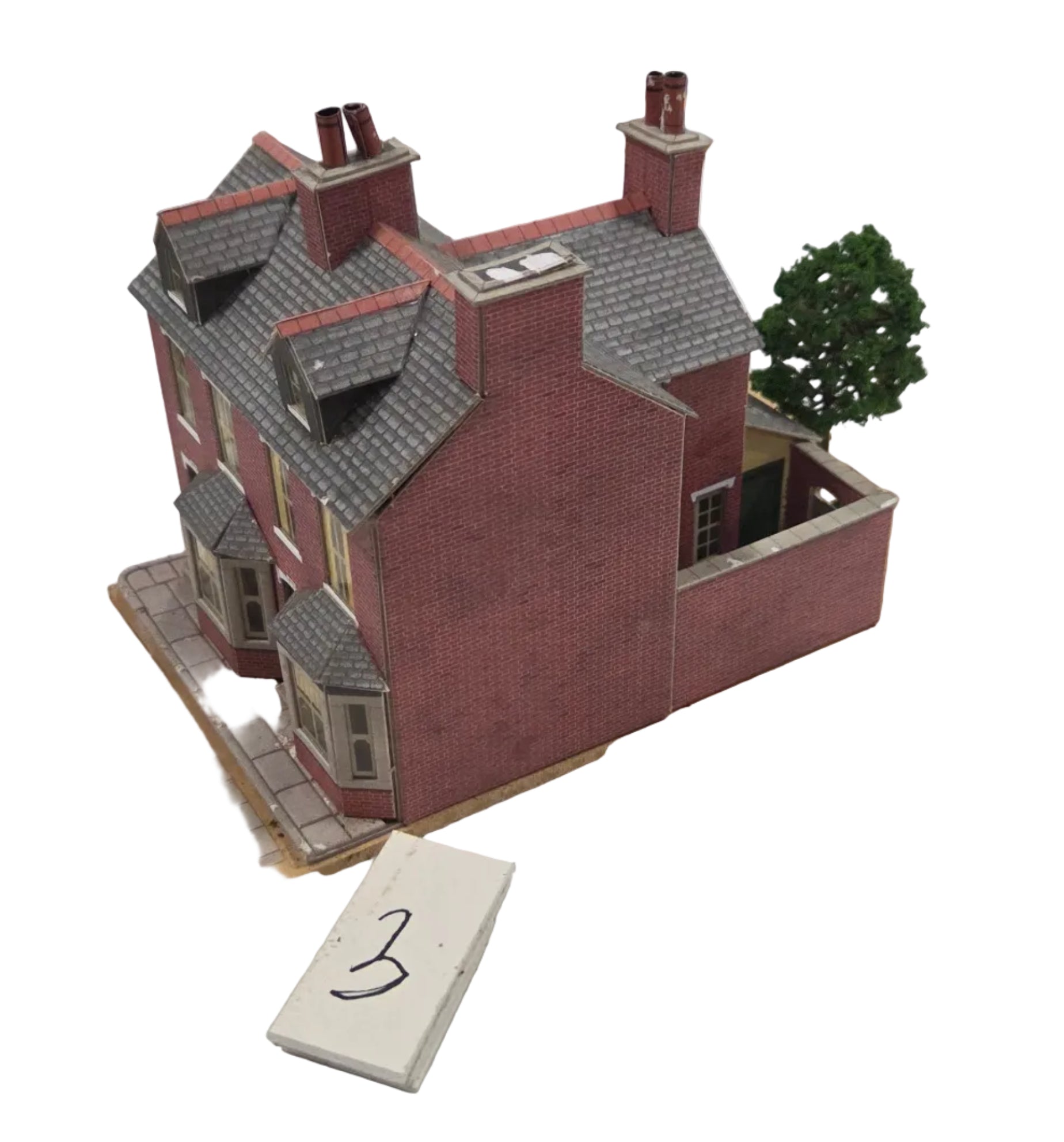 OO/HO Scale Card Kit Terraced Houses (3) – Built & Painted – PreLoved