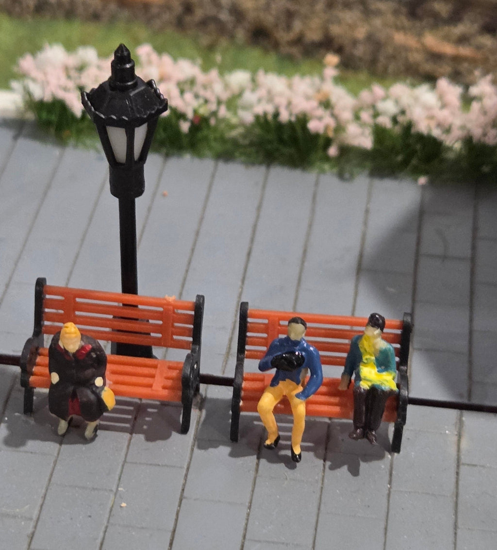 HO Scale Park Bench – Miniature Scenery Accessory - 5 pack