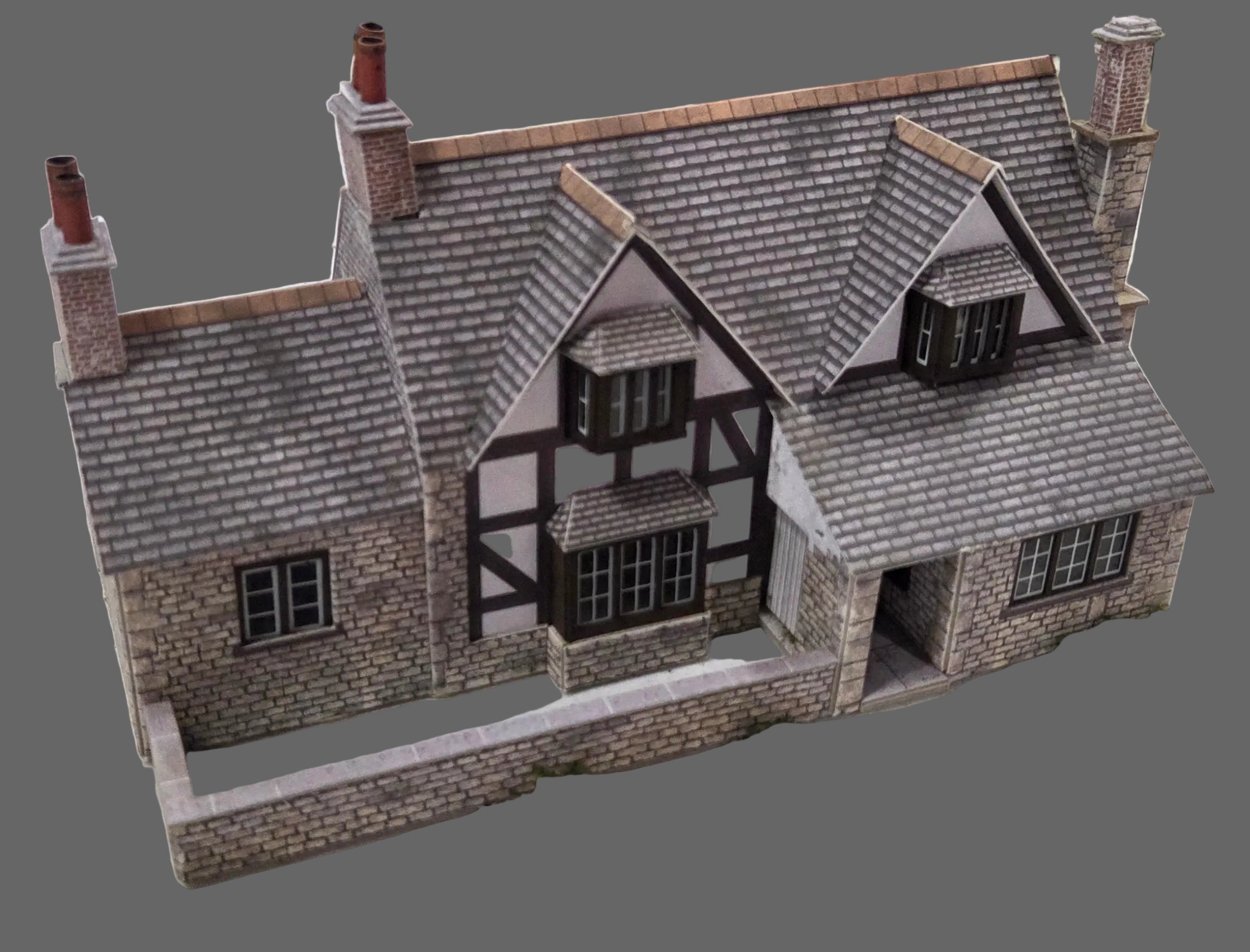 OO/HO Scale Tudor Manor House – Pre-Built Card Scenic Building – PreLoved