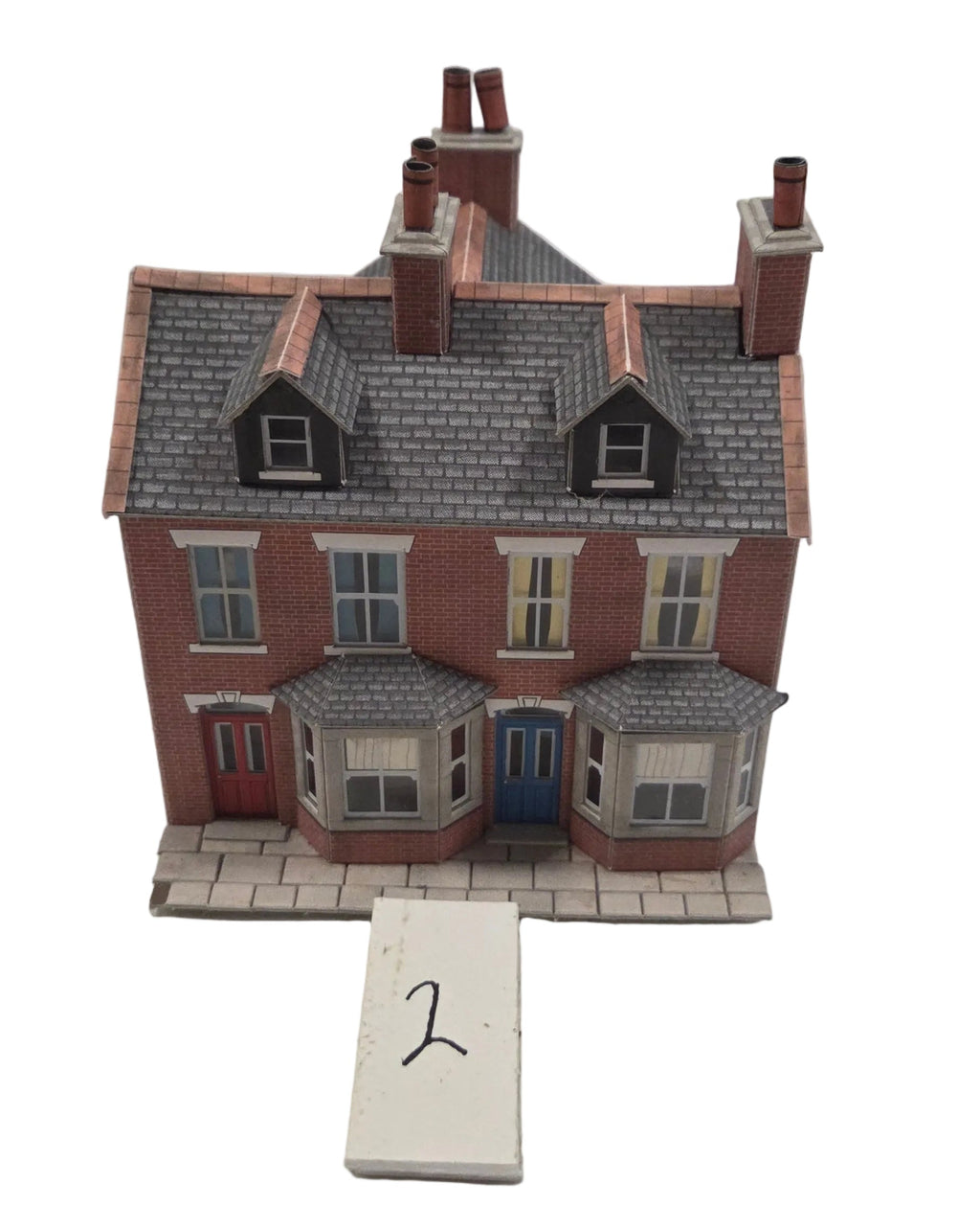 OO/HO Scale Card Kit Terraced Houses (2) – Built & Painted – PreLoved