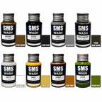SMS Weathering Wash 30ml – all eight colours: Brown, Black, Grey, Dark Brown, White, Sand, Umber and Olive